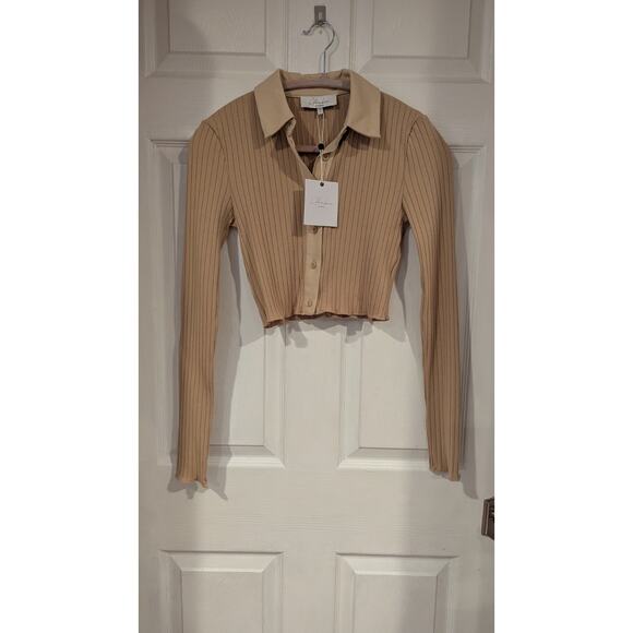 Revolve‎ Lacademie taupe crop top Sz xs preppy NWT - Picture 2 of 6